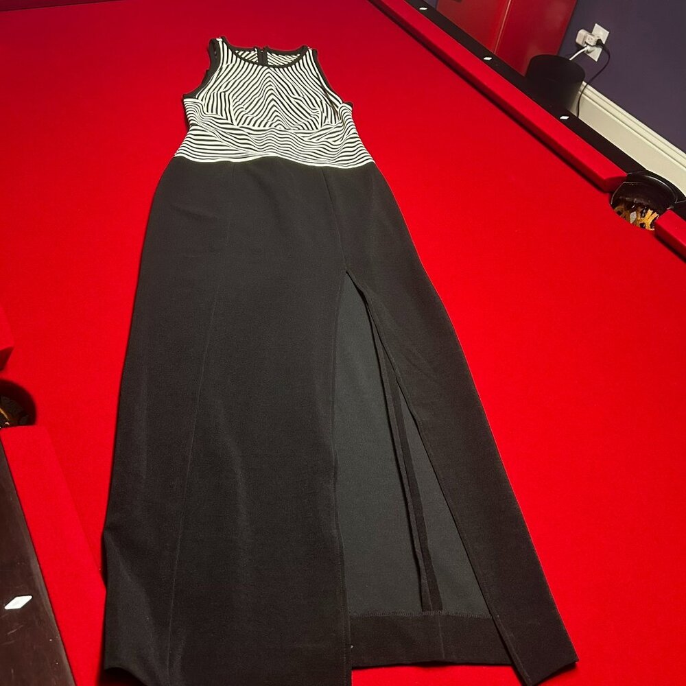 Susan Roselli for Vijack Black & White Striped Evening Gown | Size 10